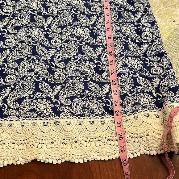 Solitaire Boho Tunic Top XL in EUC. Navy and Cream. - Picture 6 of 7